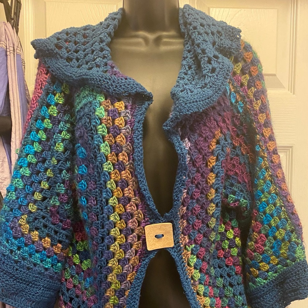 Long Crochet Hooded Cardigan